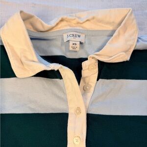 J.Crew Striped Polo Shirt - Green and Cream rugby polo